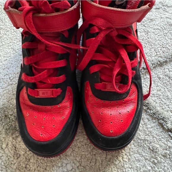 Nike Air Force 1 Mid Nike By you custom Sneakers DV3903-900 black red youth 6.5 - Picture 12 of 14